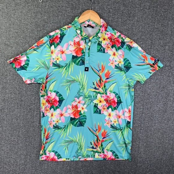 Bad Birdie Other - Bad Birdie Floral Polo Men Medium Golf Performance Geometric Stretch